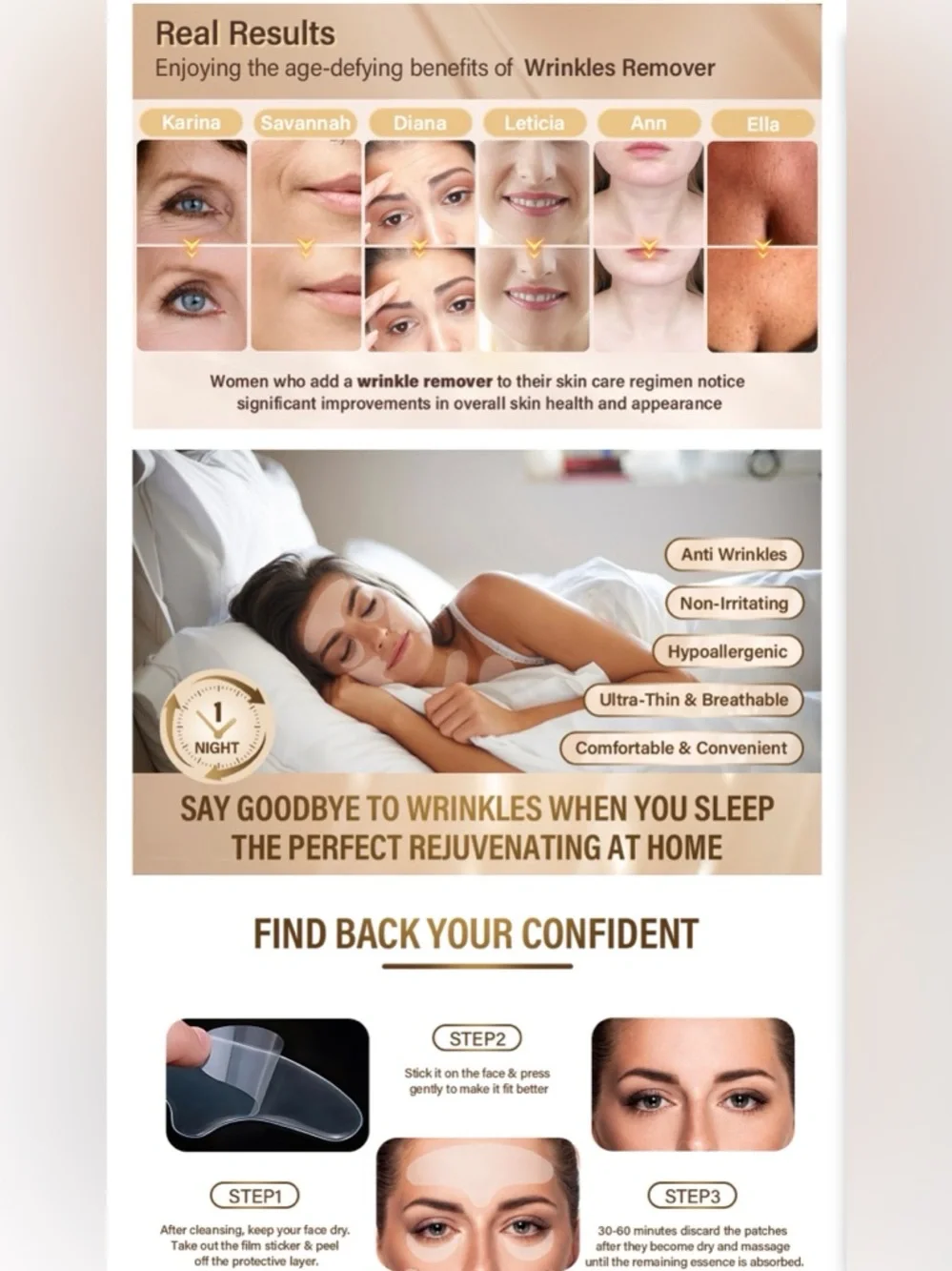 Anti Wrinkle Reusable Silicone Patches for Chest and Face